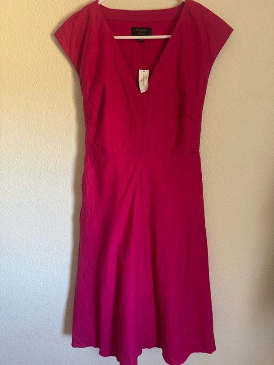 Banana Republic Dresses & Skirts - Banana Republic Pink Linen Blend Midi Dress Petite 8 NWT V Neck Cap Sleeve